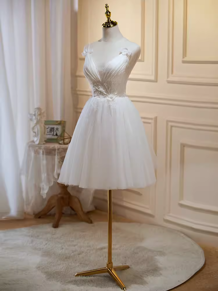 Simple A line Short Birthday Dress White Lace Homecoming Dresses