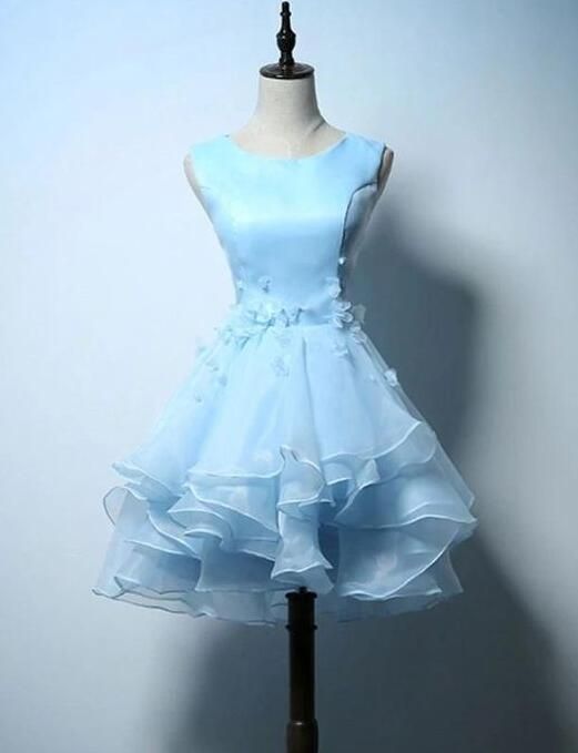 Light Blue Organza Short Homecoming Dress