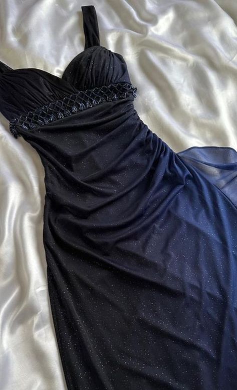 Shiny A Line Sweetheart Neck Ombre Navy Chiffon Sequin Long Prom Dresses Formal Dress