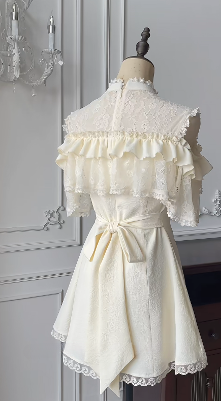 Ivory A Line Satin Lace Short Homecoming Dress 17th Birthday Outfits