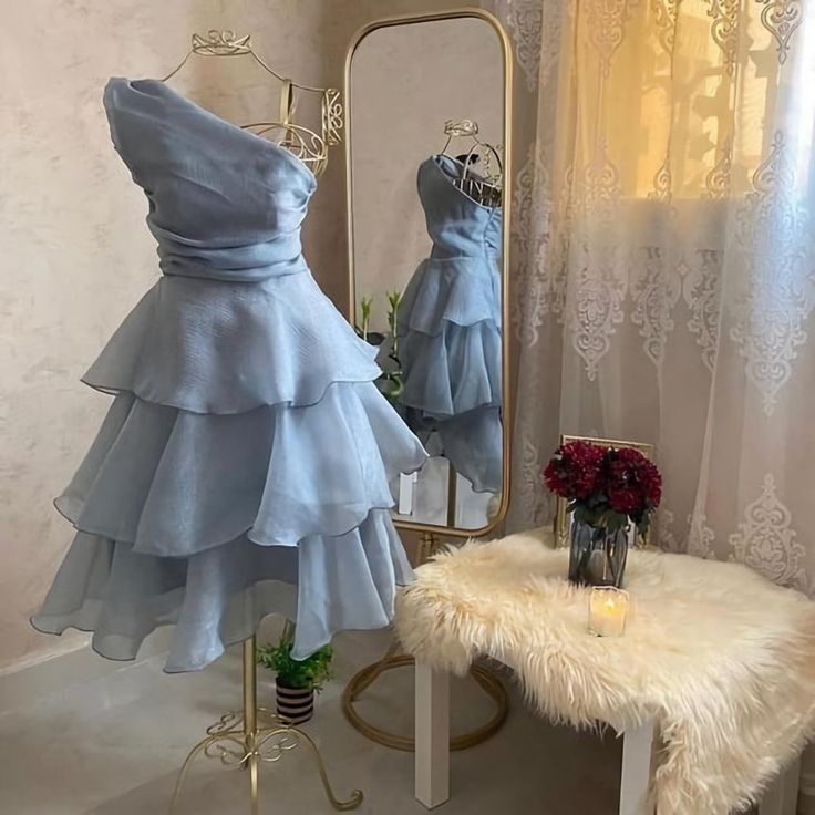 Blue Short Party Dress Homecoming Dress Birthday Dress