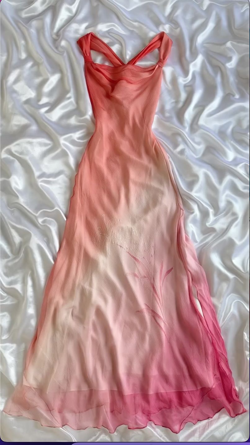 Gradient A Line Chiffon Long Prom Dresses Formal Dress