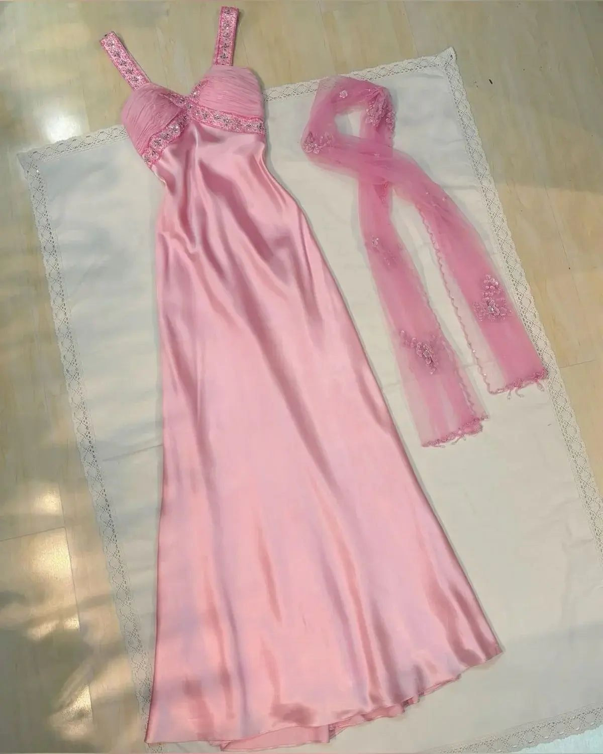 Pretty A Line Sweetheart Satin Sequin Long Prom Dresses Formal Dress