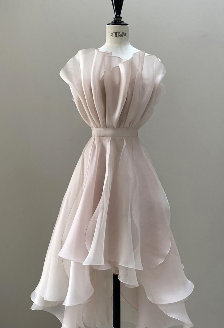 Stunning High Low Pink Short Party Dress Chiffon Homecoming Dress