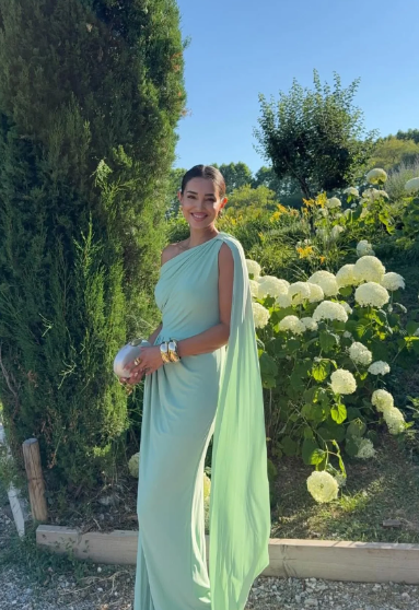 Elegant Mermaid One Shoulder Satin Pleated Long Prom Dress,Formal Dress