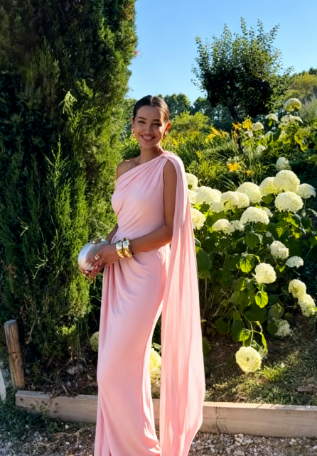 Elegant Mermaid One Shoulder Satin Pleated Long Prom Dress,Formal Dress