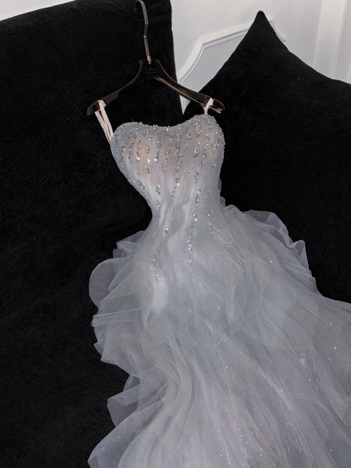 Princess Ball Gown Spaghetti Straps Tulle Sequin Long Prom Dress,Formal Dress