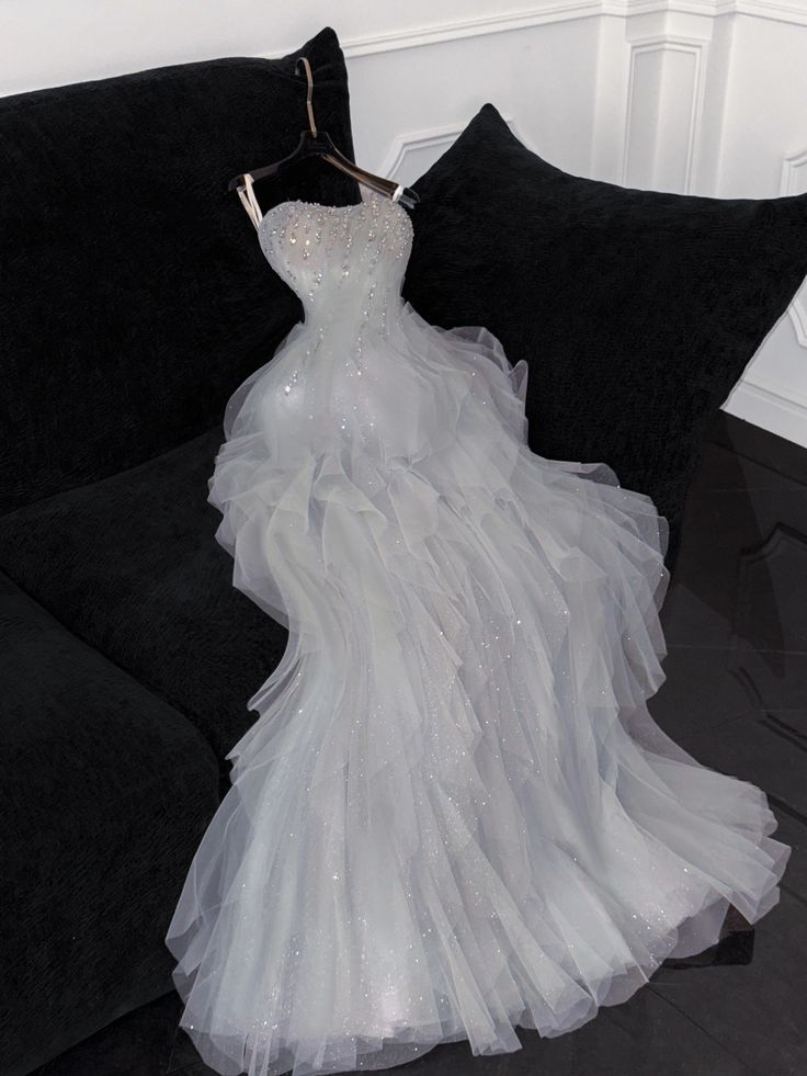 Princess Ball Gown Spaghetti Straps Tulle Sequin Long Prom Dress,Formal Dress