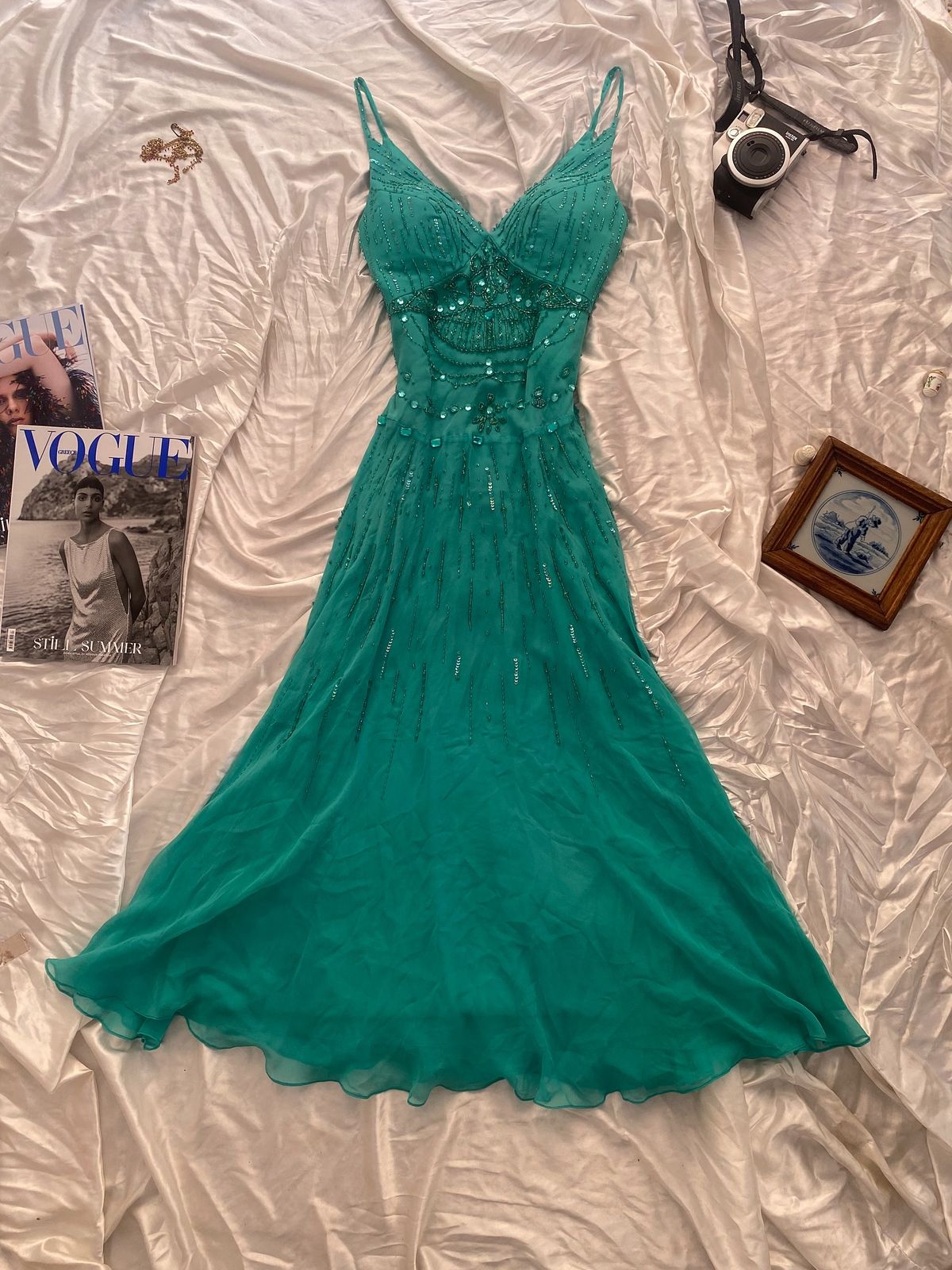 Pretty A Line Spaghetti Straps Chiffon Sequin Long Prom Dress,Formal Dress