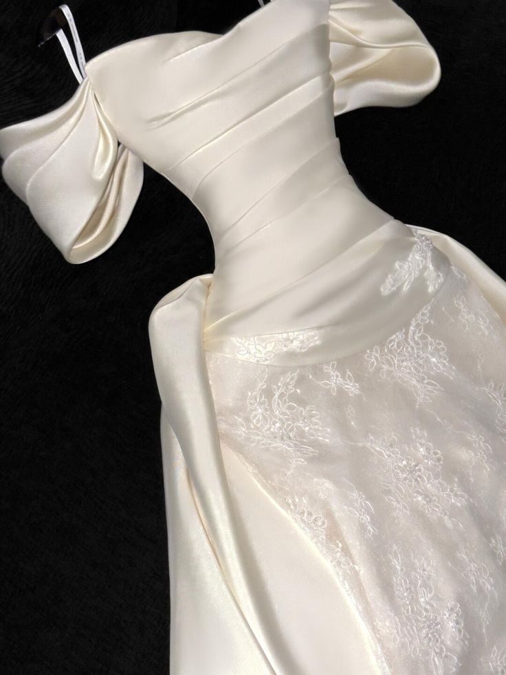 Chic Mermaid Off The Shoulder Satin Lace Long Prom Dress,Formal Evening Dress