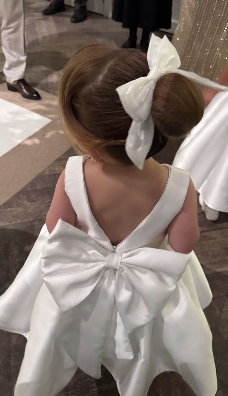 Princess Ball Gown Satin Back With Bow Flower Girl Dress