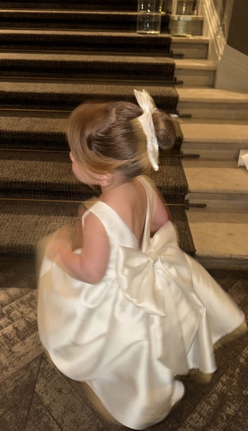 Princess Ball Gown Satin Back With Bow Flower Girl Dress