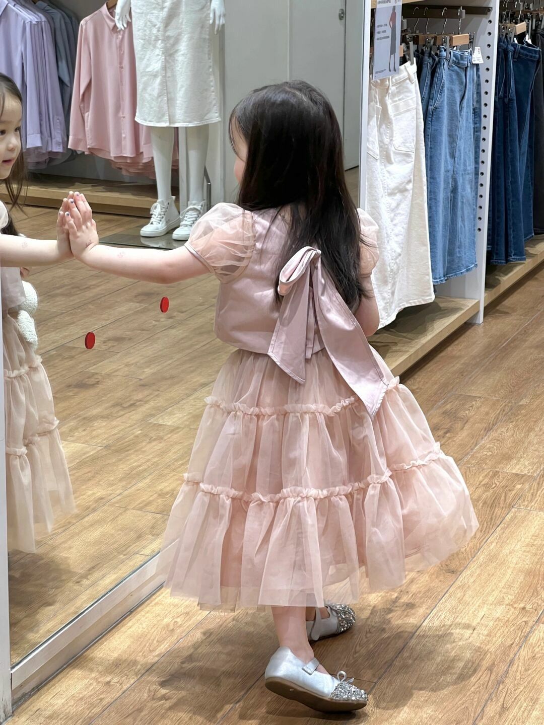 Sweet A Line Two Piece Satin Tulle Short Sleeves Flower Girl Dress