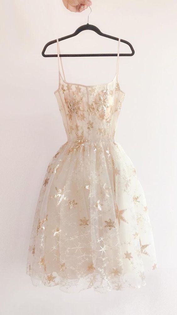 Cute A-Line Tulle Square Spaghetti Straps Sequins Short Homecoming Dress Birthday Dress