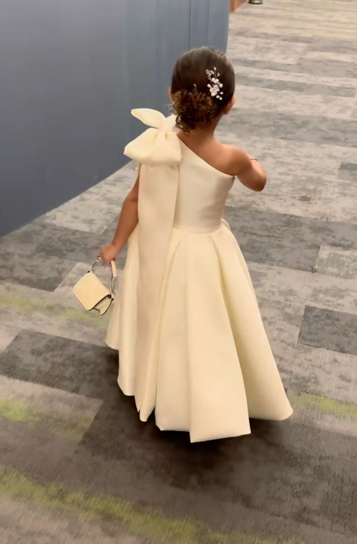 Cute A Line One Shoulder Satin With Bow Knot Flower Girl Dress