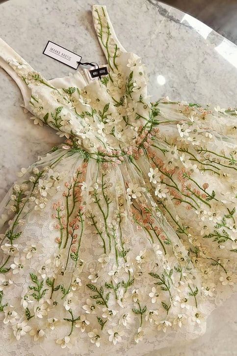 Cute Lace Flowers Homecoming Dresses Short Prom Dress Birthday Dress