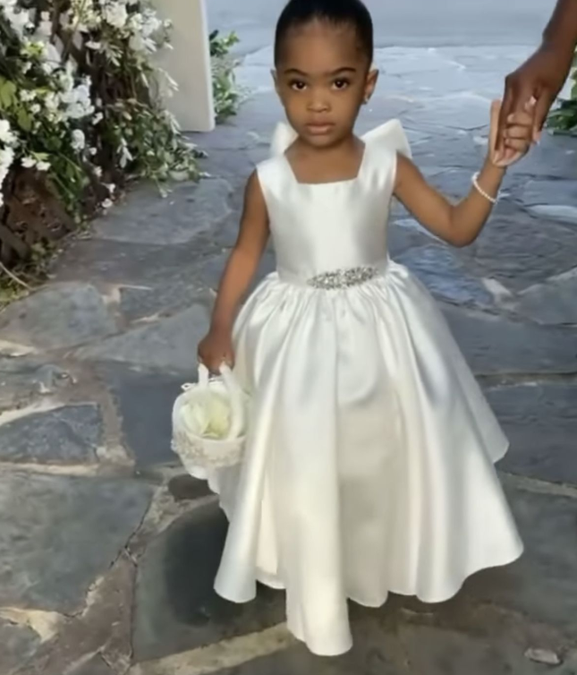 Cute A Line Satin Back With Bow Knot Flower Girl Dress