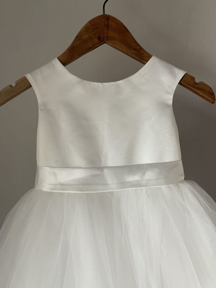 Pretty A Line Satin Tulle Back With Bow Knot Flower Girl Dress
