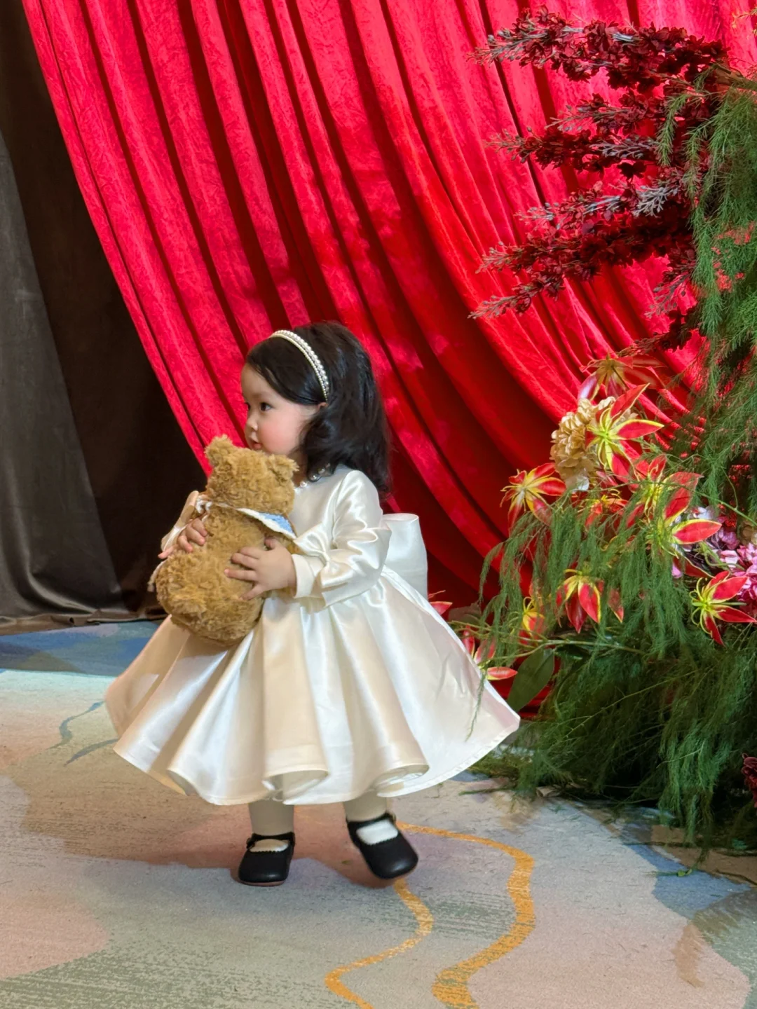 Cute Ball Gown Satin With Long Sleeves Flower Girl Dress