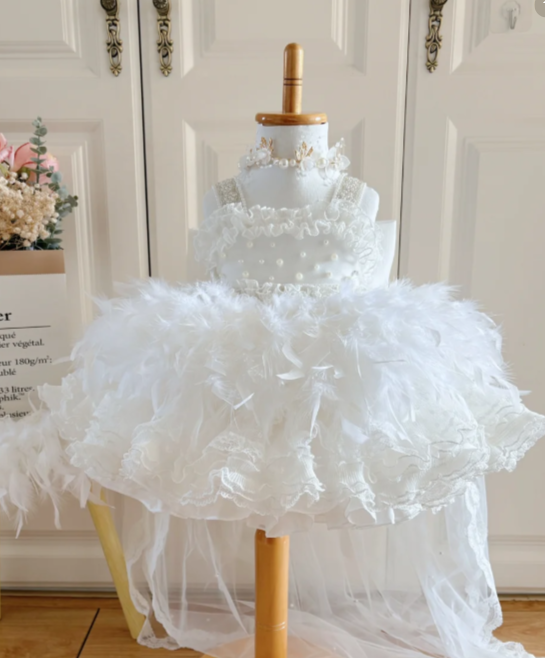 Cute Ball Gown Tulle With Train Flower Girl Dress