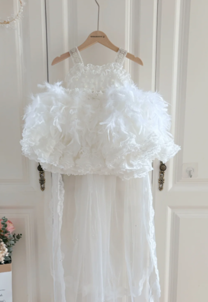 Cute Ball Gown Tulle With Train Flower Girl Dress
