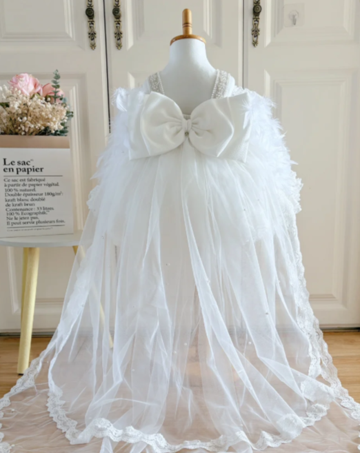 Cute Ball Gown Tulle With Train Flower Girl Dress