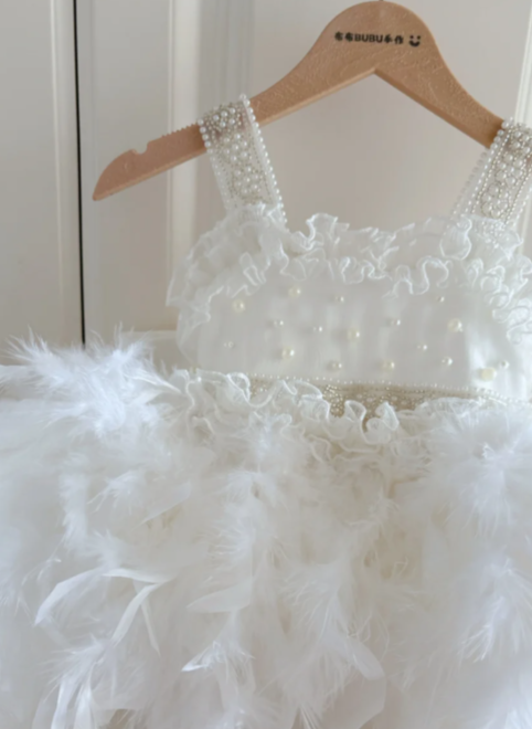 Cute Ball Gown Tulle With Train Flower Girl Dress