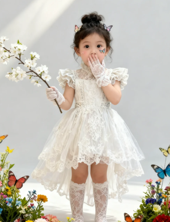 Pretty Ball Gown High Neck Tulle Lace Flower Girl Dress