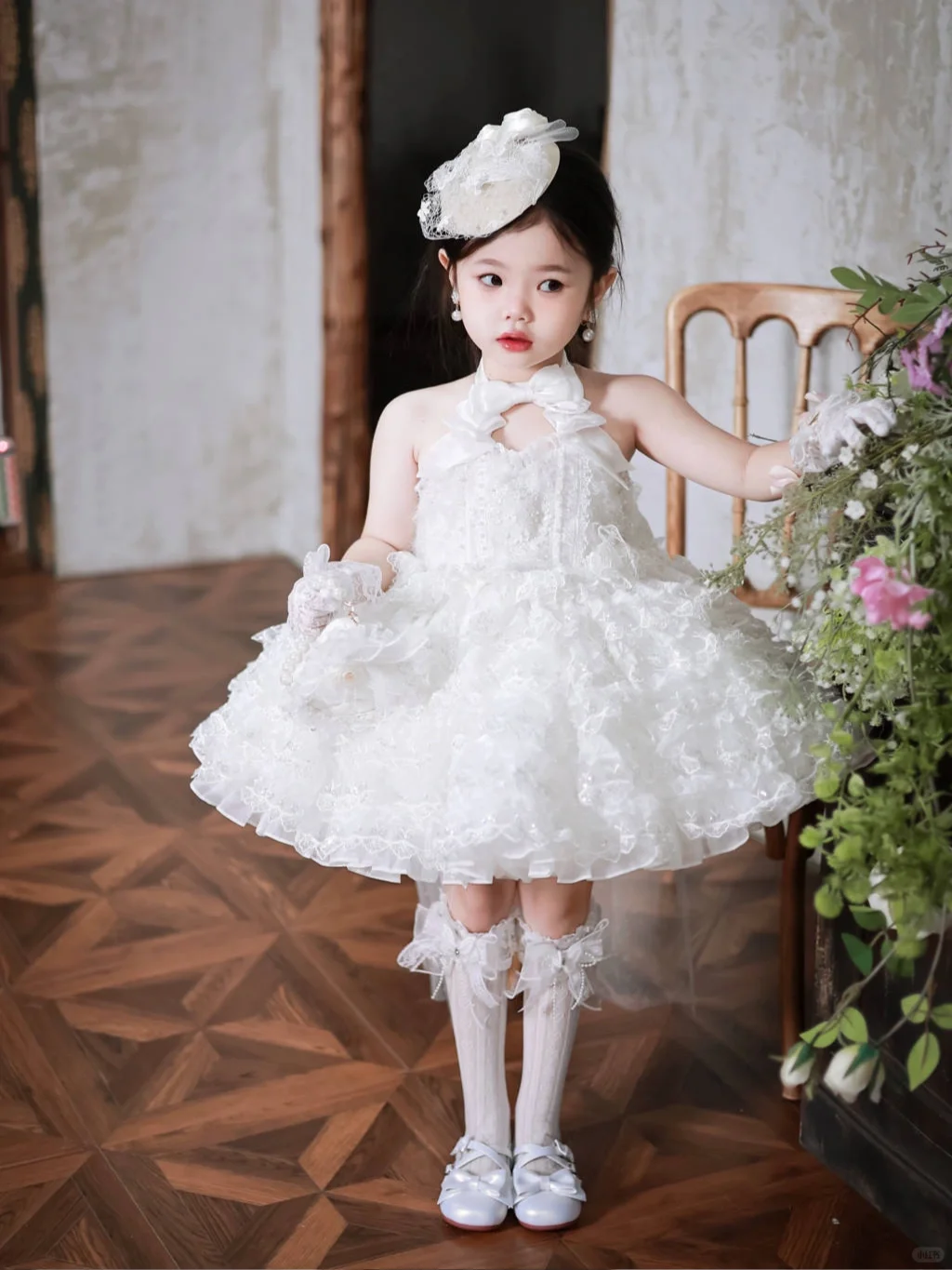 Cute Ball Gown Halter Tulle Flower Girl Dress