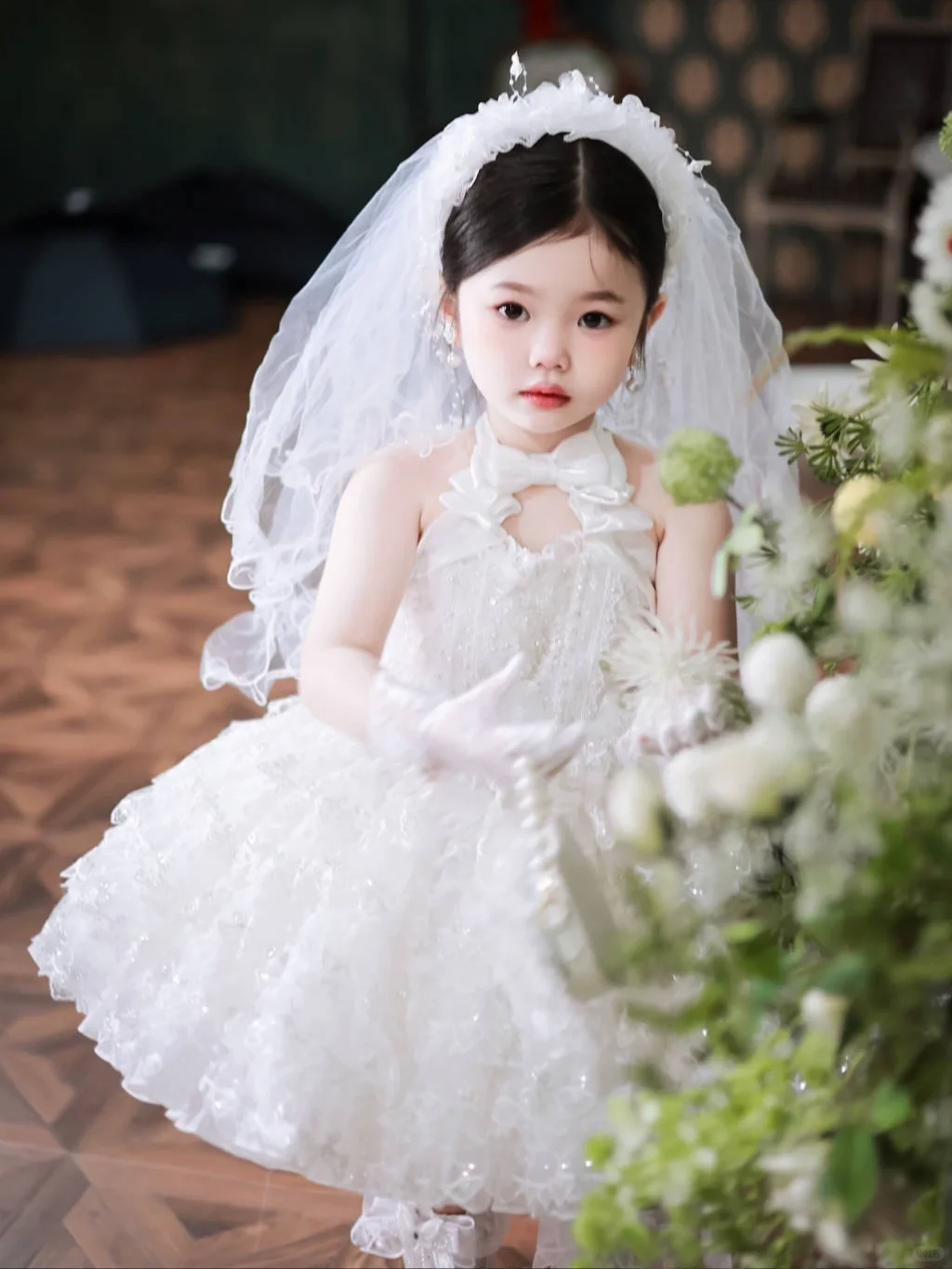 Cute Ball Gown Halter Tulle Flower Girl Dress