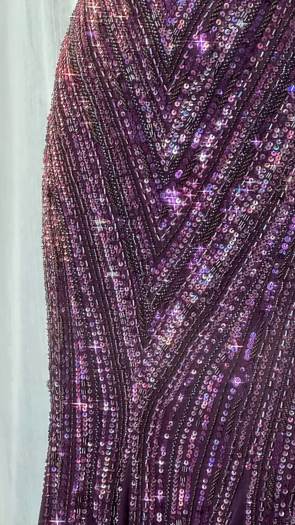 Grape Mermaid Spaghetti Straps Chiffon Sequin Long Prom Dress, Evening Dress