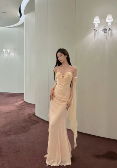 Princess Mermaid Off The Shoulder Chiffon Long Prom Dress, Evening Dress