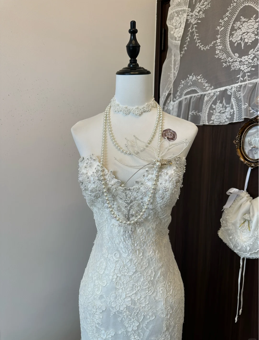 Vintage Mermaid Sweetheart Lace Beaded Long Prom Dress, Evening Dress