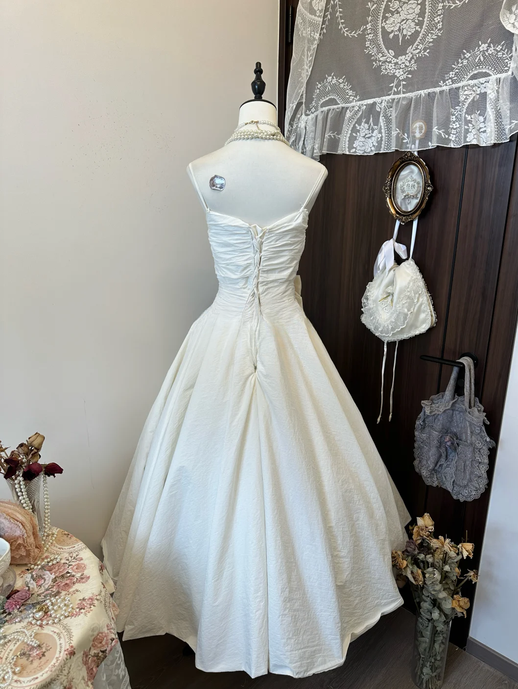 Cute A Line Spaghetti Straps Pleated Satin Long Prom Dress, Evening Dress