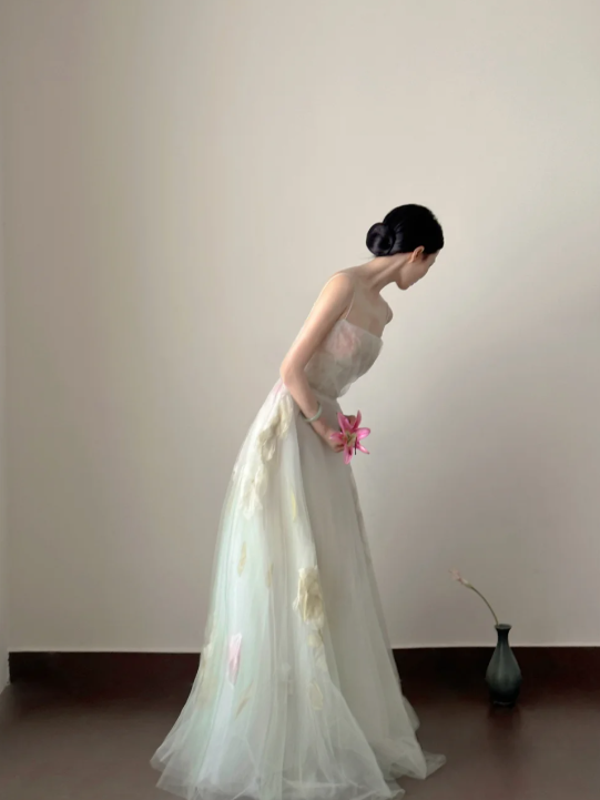 Pretty A Line Spaghetti Straps Tulle Long Prom Dress, Evening Dress