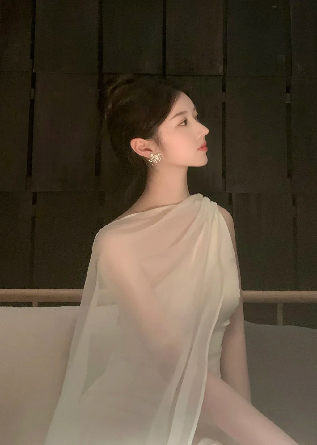 Elegant Mermaid One Shoulder Satin Chiffon Long Prom Dress, Evening Dress