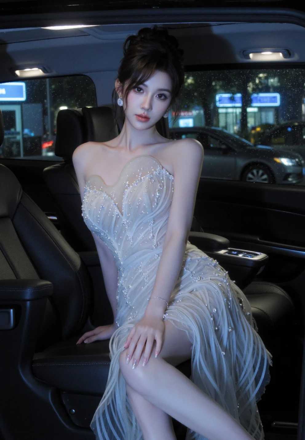 Romantic Mermaid Sweetheart Tulle Beaded Slit Long Prom Dress, Evening Dress