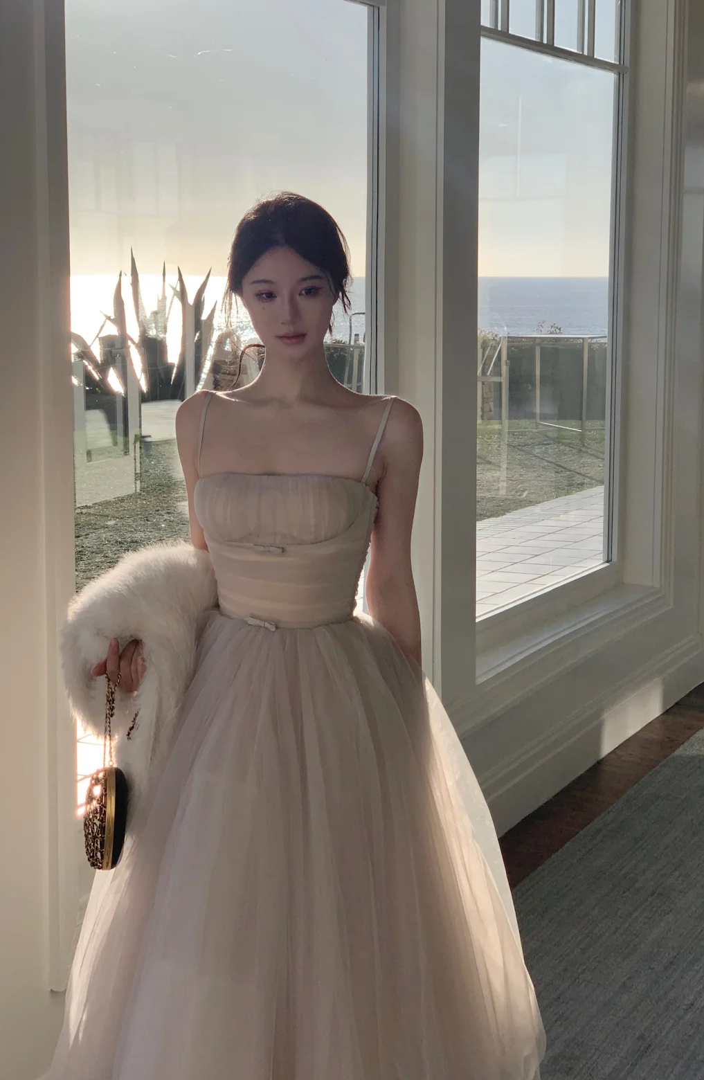 Elegant A Line Spaghetti Straps Tulle Long Prom Dress, Evening Dress