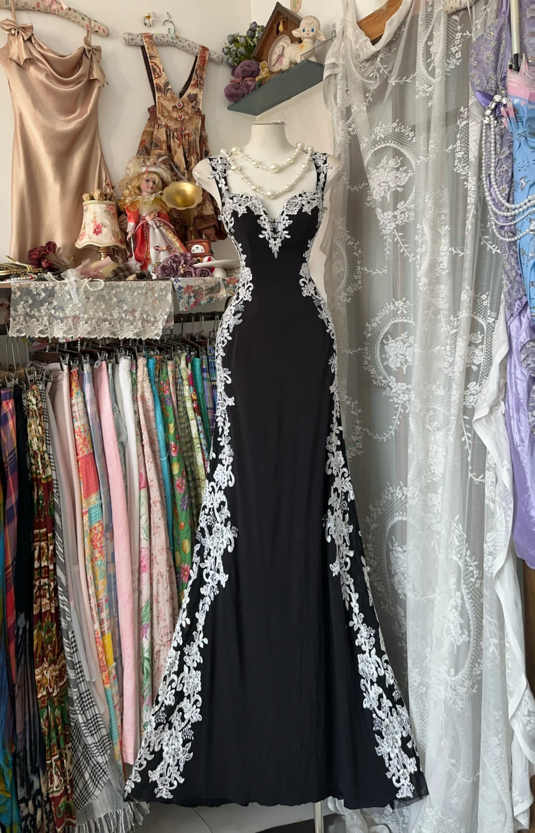 Pretty Mermaid Sweetheart Satin Lace Long Prom Dress, Evening Dress