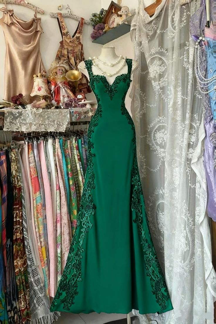 Pretty Mermaid Sweetheart Satin Lace Long Prom Dress, Evening Dress