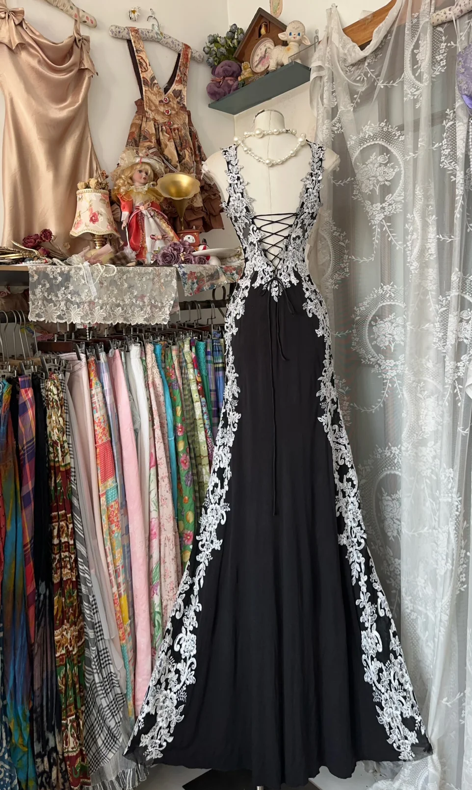 Pretty Mermaid Sweetheart Satin Lace Long Prom Dress, Evening Dress