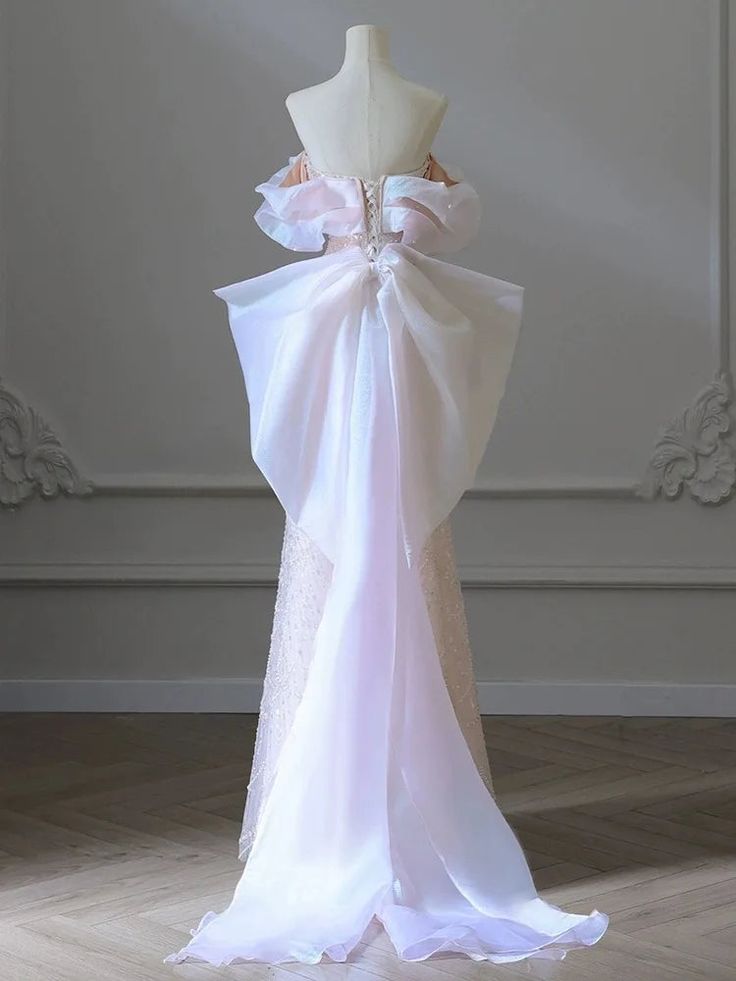 Luxury Senior Evening Dresses Bow Strapless Beading Off The Shoulder Shiny Sequin Prom Dress Party Dress