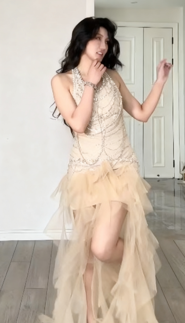 Unique Mermaid Halter Satin Ruffle Tulle Beaded Long Prom Dress, Evening Dress