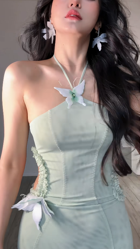 Sexy Chic Mermaid Halter Satin Long Prom Dress, Evening Dress
