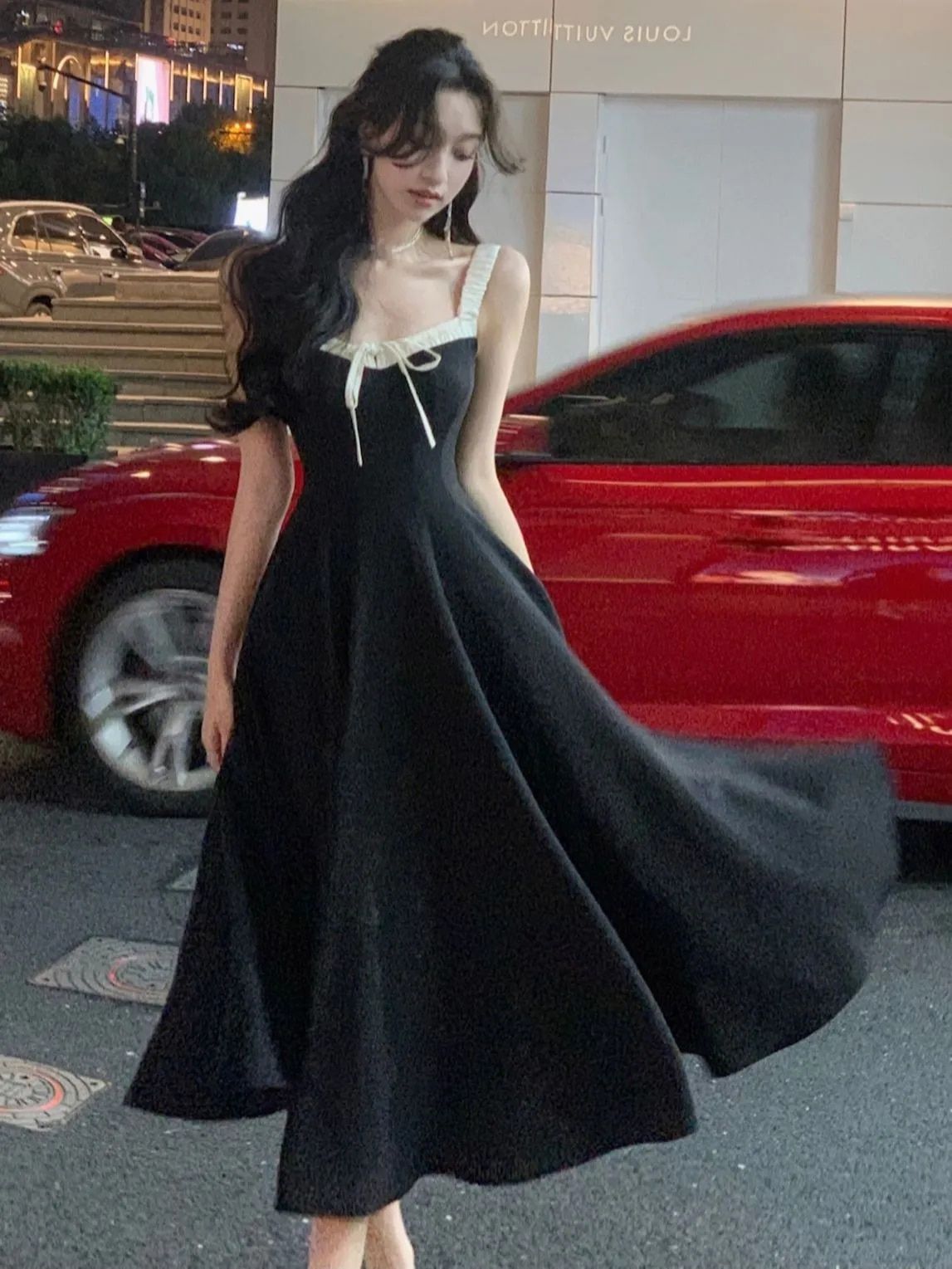 Princess Cute A Line Square Satin Long Prom Dress, Evening Dress