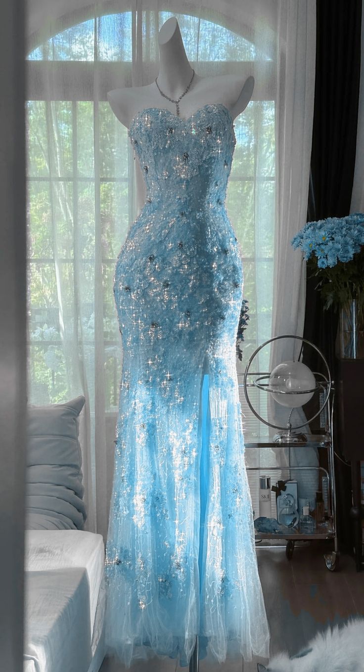 Gorgeous Mermaid Sweetheart Tulle Sequin Slit Beaded Long Prom Dress, Evening Dress