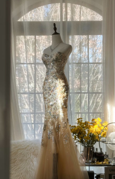 Gorgeous Mermaid Sweetheart Tulle Sequin Long Prom Dress, Evening Dress