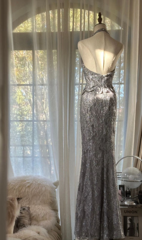 Gorgeous Mermaid Halter Tulle Lace Sequin Backless Long Prom Dress, Evening Dress