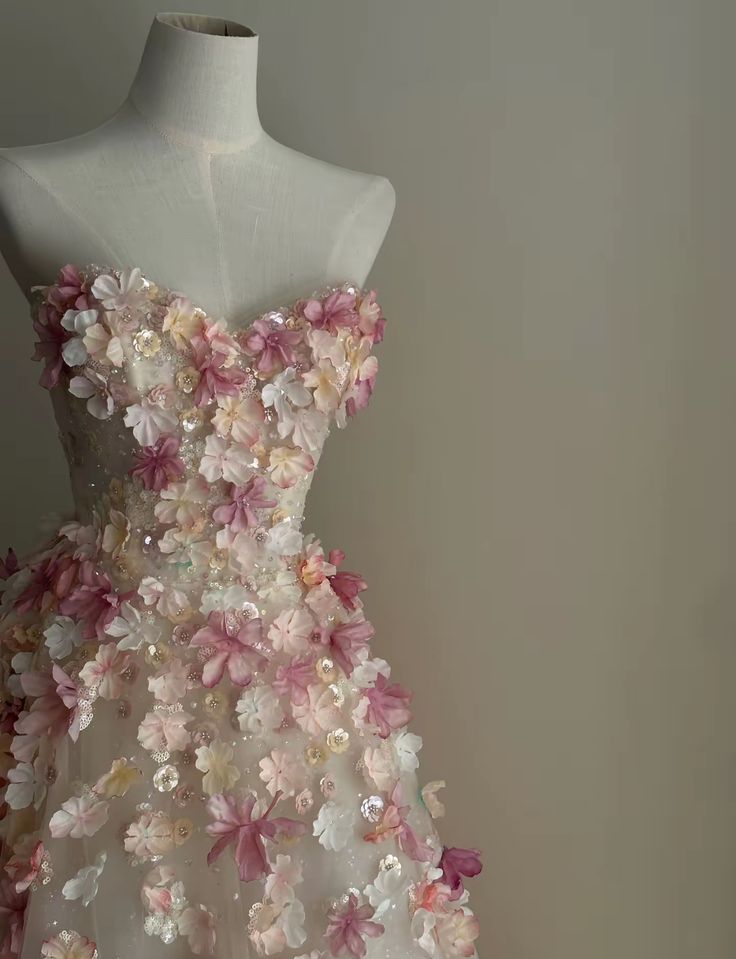 Fairy A Line Strapless Tulle Applique Long Prom Dress, Evening Dress