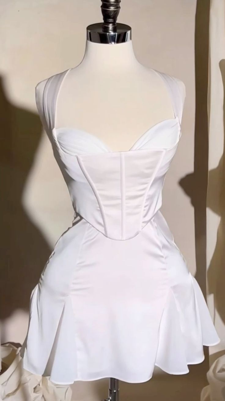 Chic A Line Short Satin White Homecoming Dress 18th Birthday Outfits